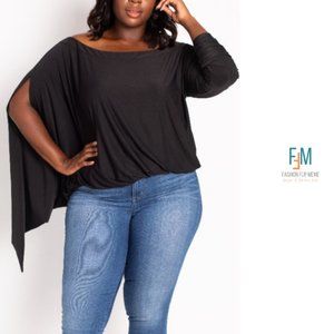 New! Coldesina "Jenny" Convertible Asymmetrical Drape Sleeve Top, 2X